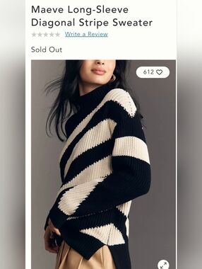 Maeve Black & Cream Diagonal-Stripe Turtleneck Sweater